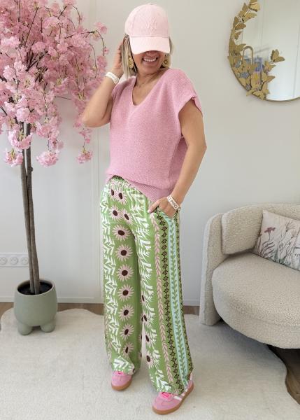 Pantalon en soie vert