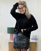 Jupe brodée simili cuir