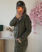 Pull Amour bonjour kaki