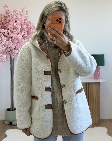 Manteau reversible blanc camel