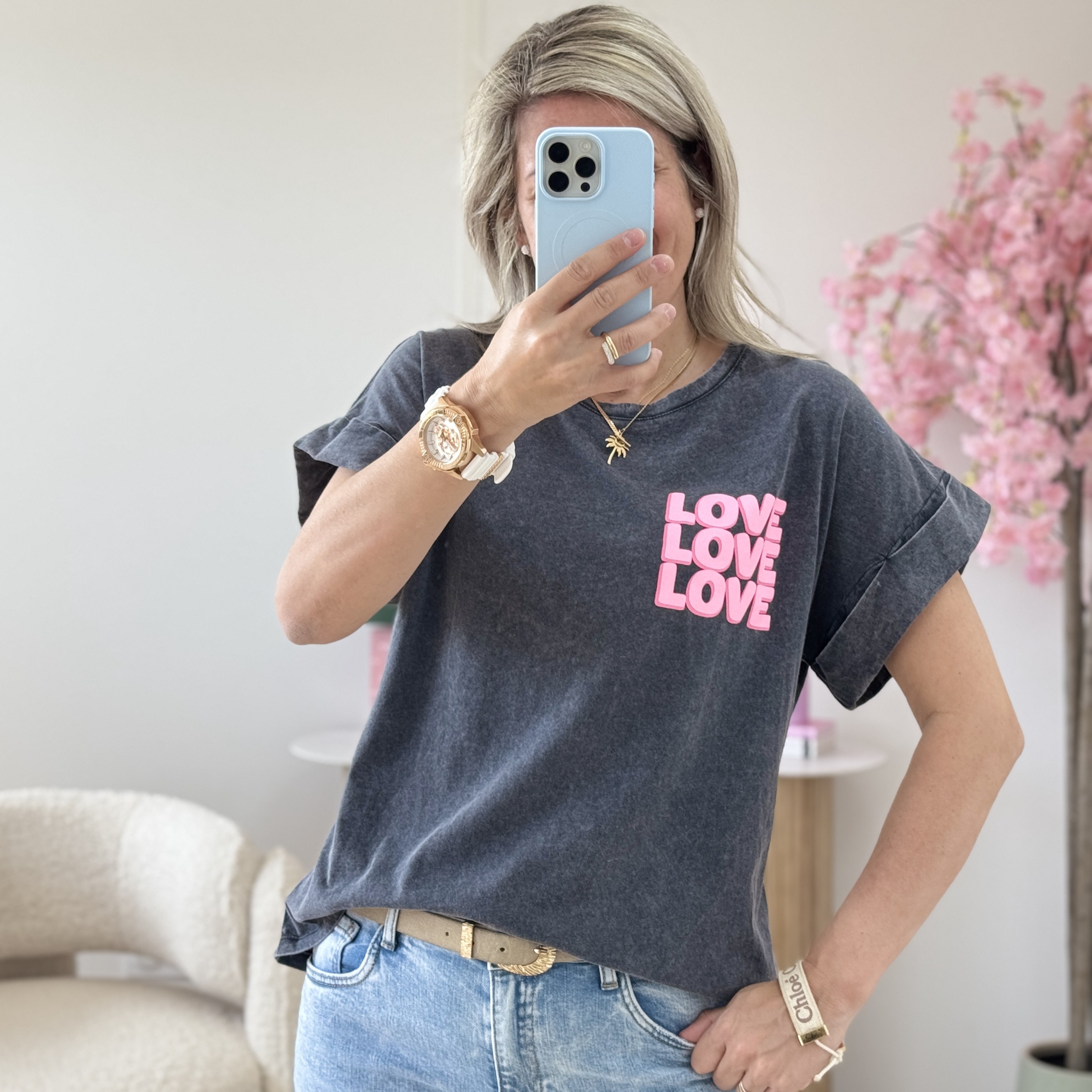 Tee shirt Love love gris