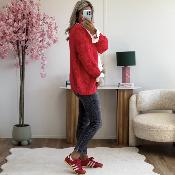 Gilet grosse maille rouge