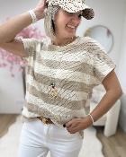 Pull en maille avec collier beige
