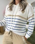 Sweat Lara ecru bleu