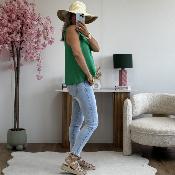Top Flore vert
