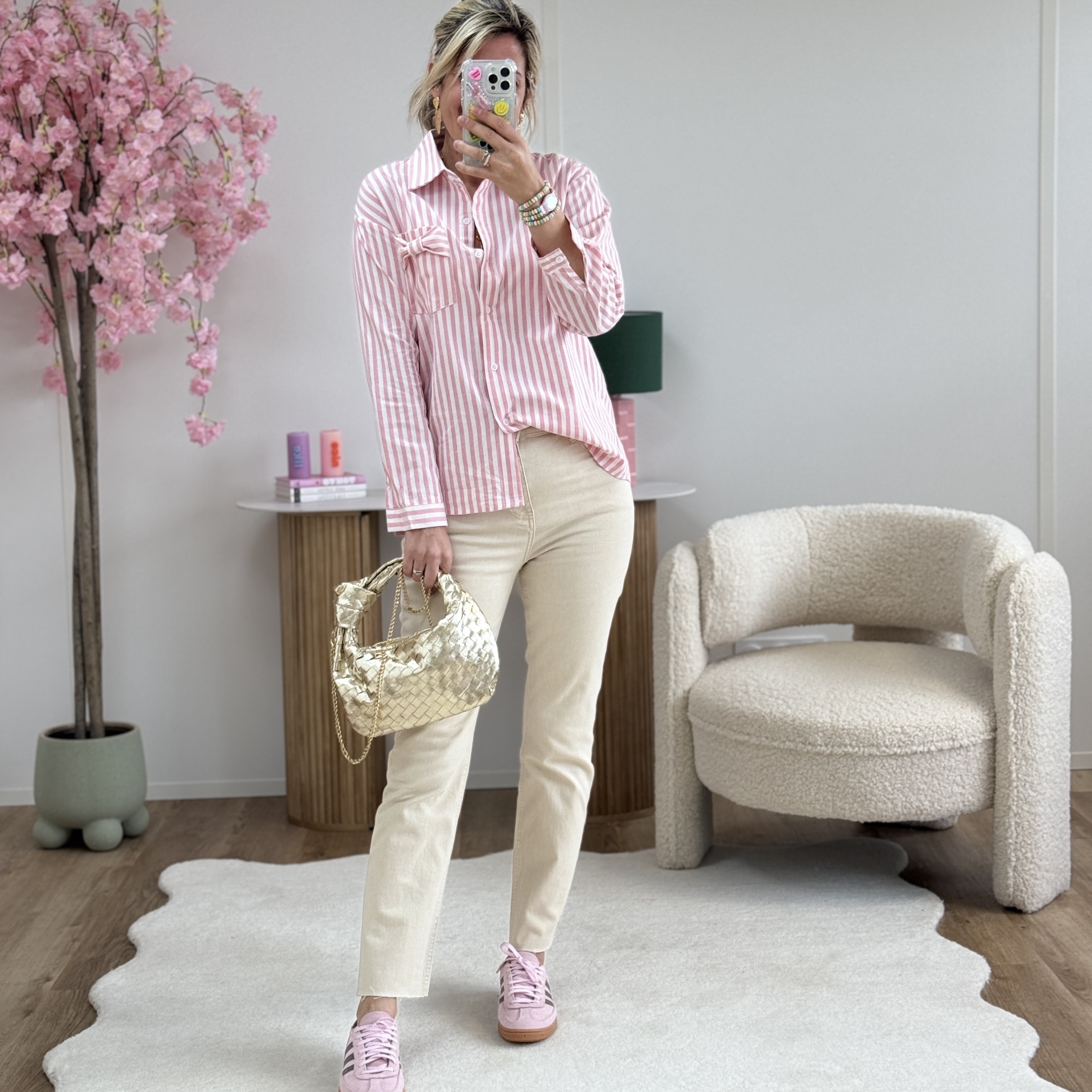 Jean ceinturé beige