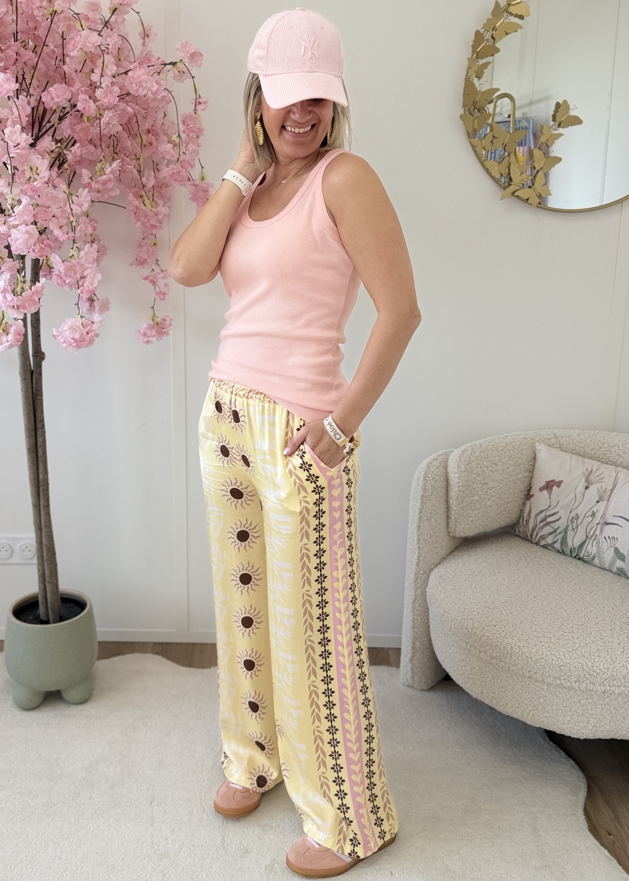 Pantalon en soie jaune