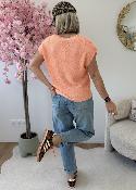 Top en maille lurex saumon