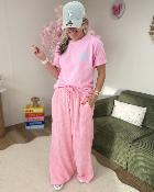 Pantalon gaze de coton rose