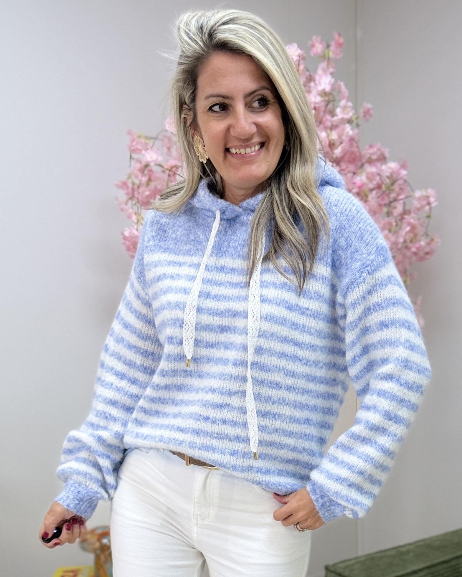 Sweat en maille bleu