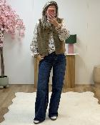 Gilet fausse fourrure taupe