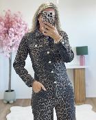 Combi leopard en jeans