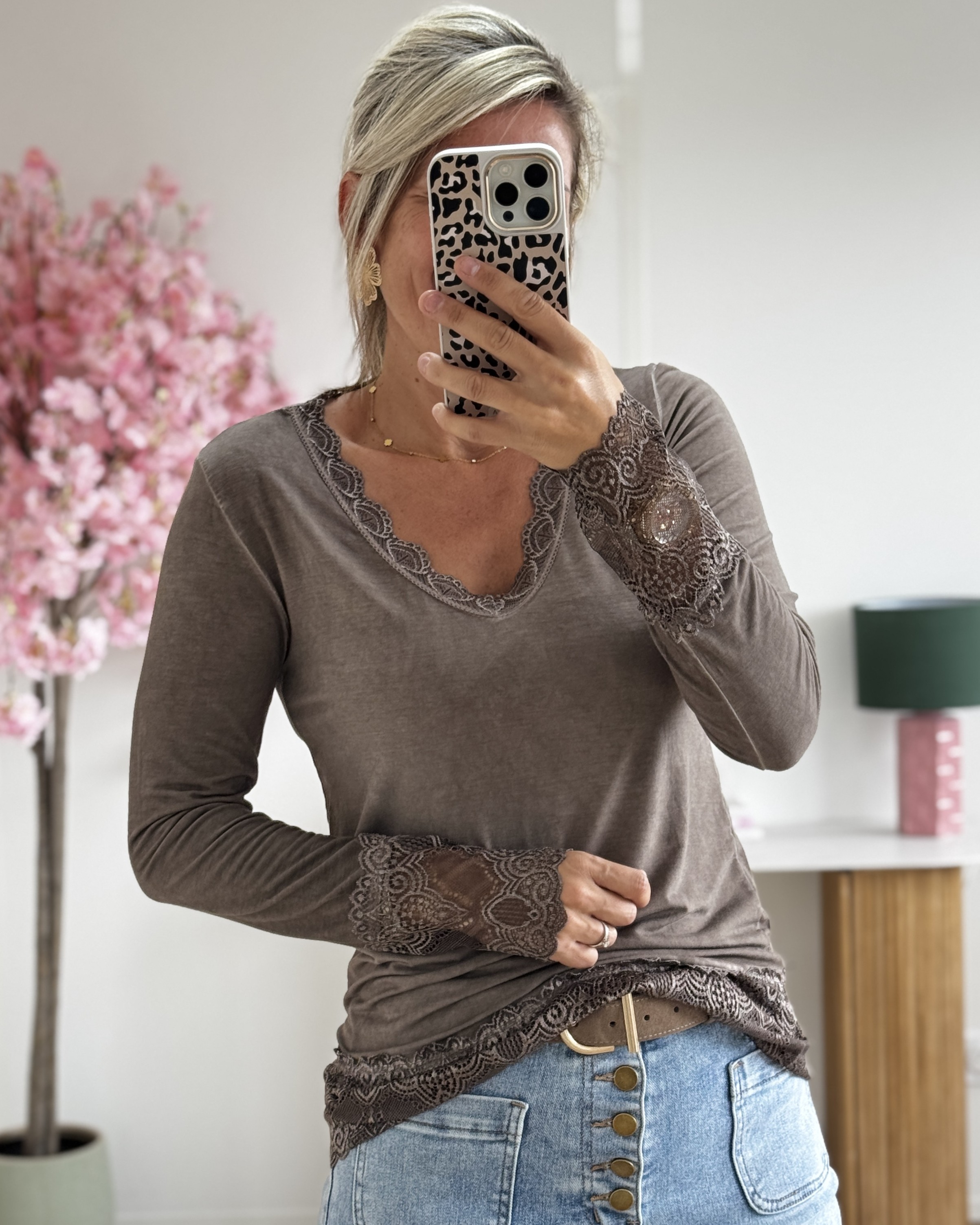 Sous pull dentelle chocolat