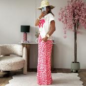 Pantalon Brice blanc rose