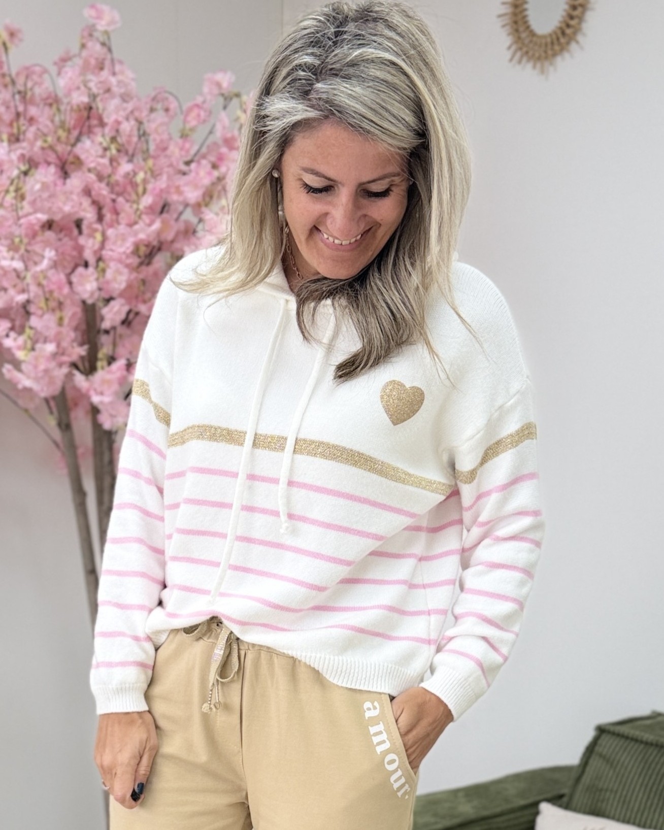 Sweat Lara ecru rose