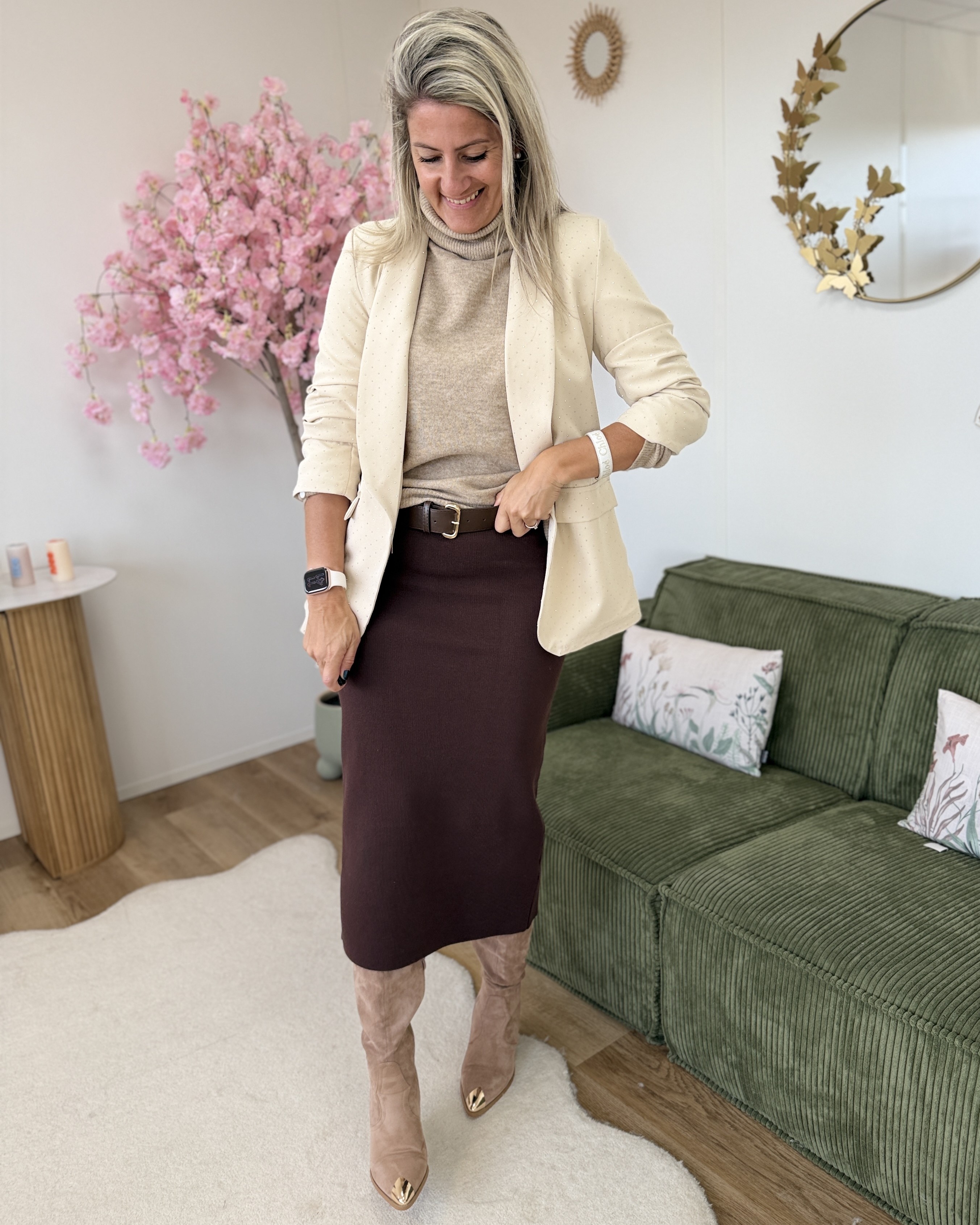 Jupe en maille ceinturée