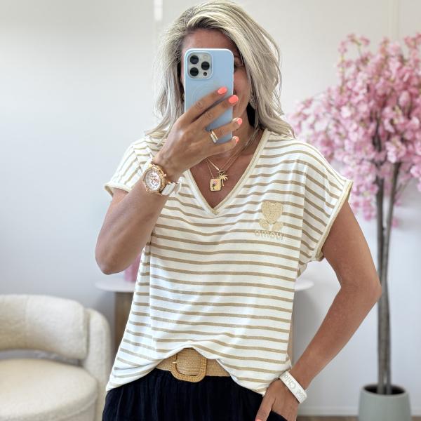 Tee shirt Monica beige doré