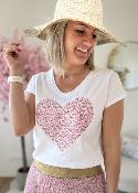 Tee shirt coeur liberty rose
