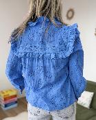 Chemise broderie anglaise bleue