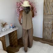 Pantalon en lin camel
