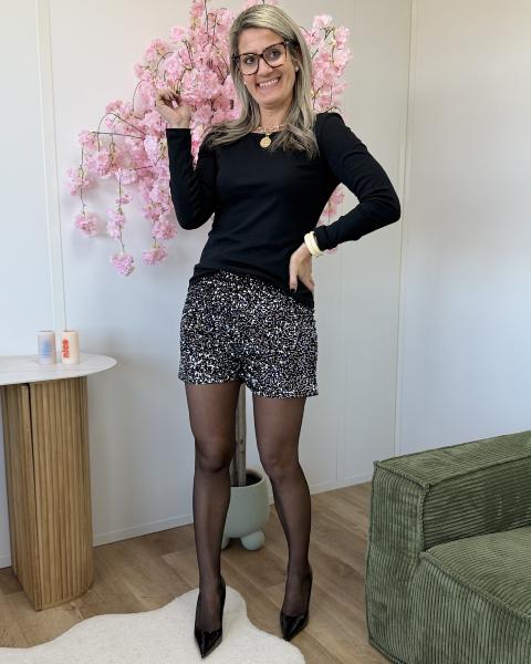 Short sequins gris