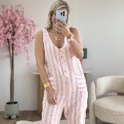 Combi gaze de coton rose clair