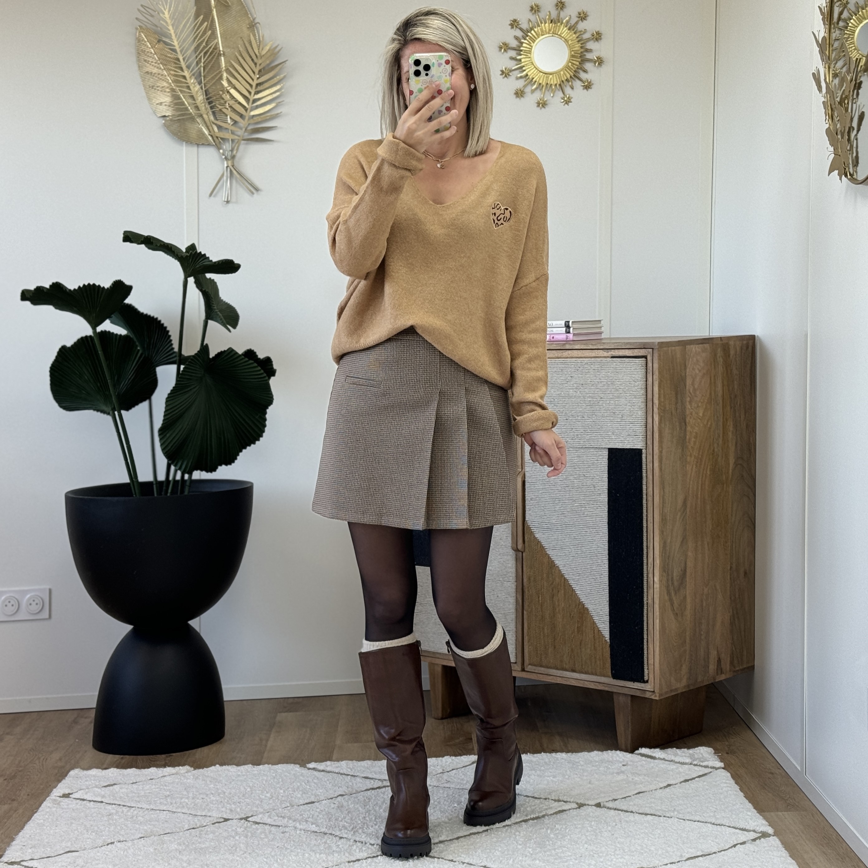 Jupe short Regina camel