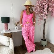 Debardeur lin rose fluo