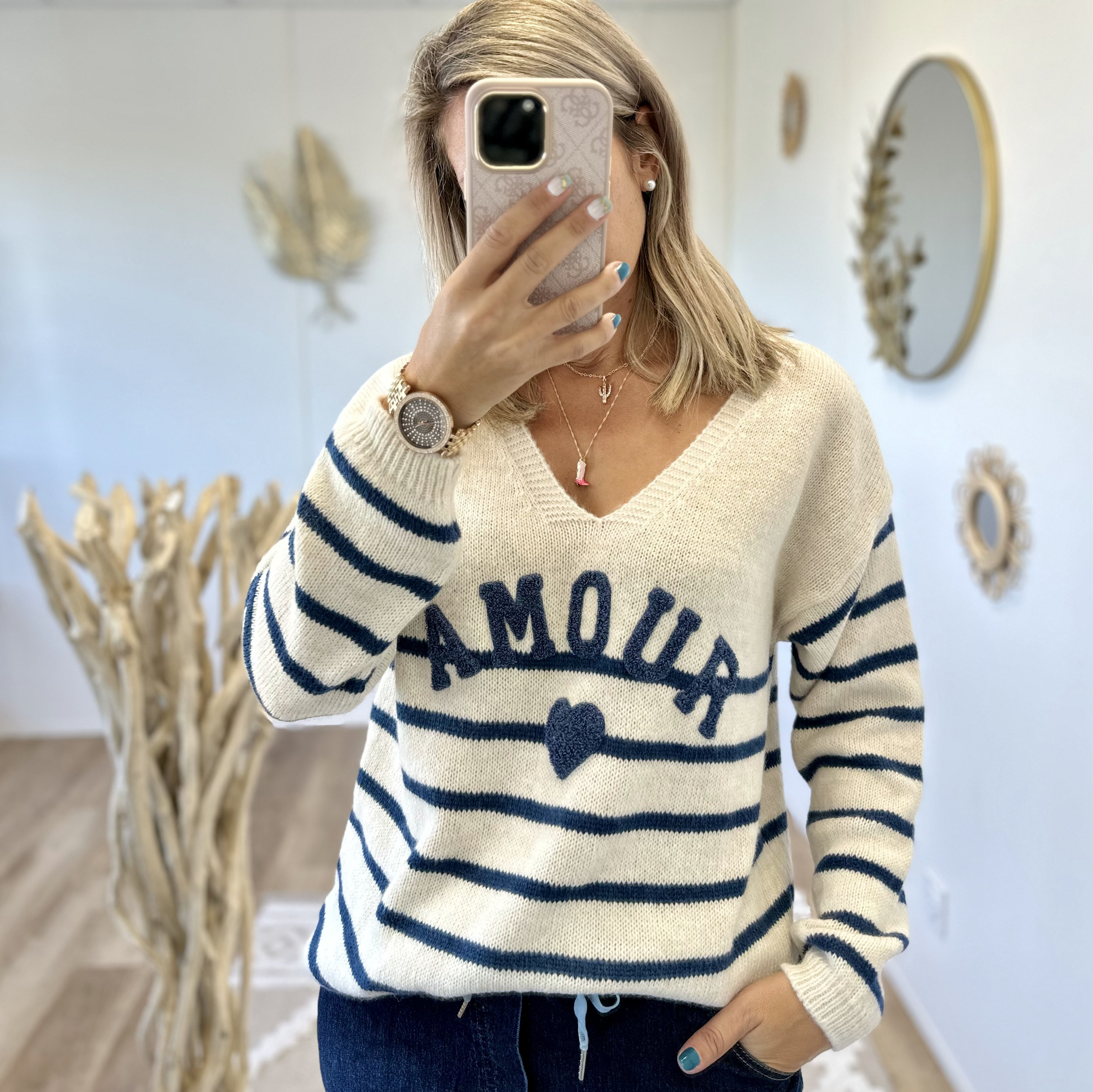 Pull Amour bleu
