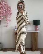 Robe marinière rayures camel