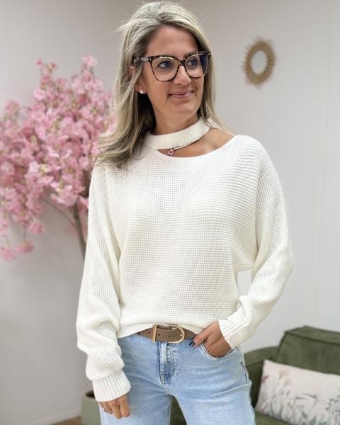 Pull nid d abeille ecru