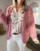 Gilet grosse maille rose