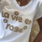 Tee shirt la vie en rose beige