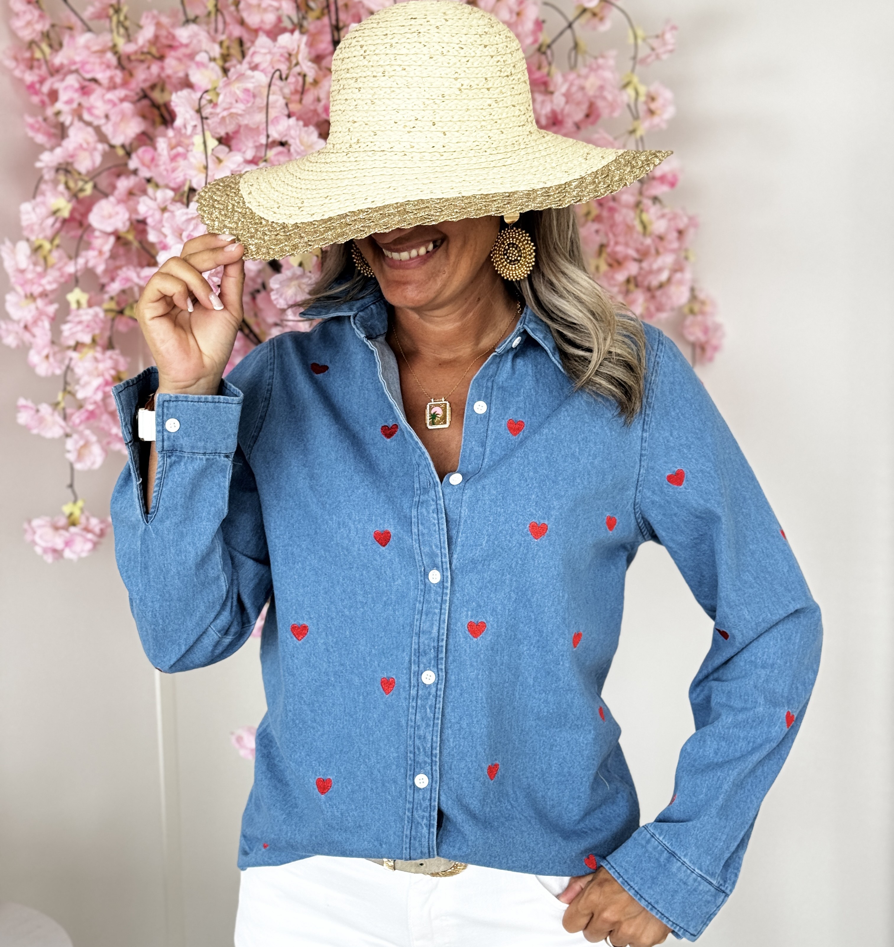 Chemise coeurs rouges