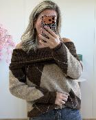 Pull col bardot beige