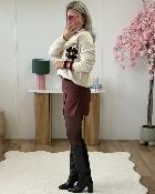 Jupe short ceinturée bordeaux