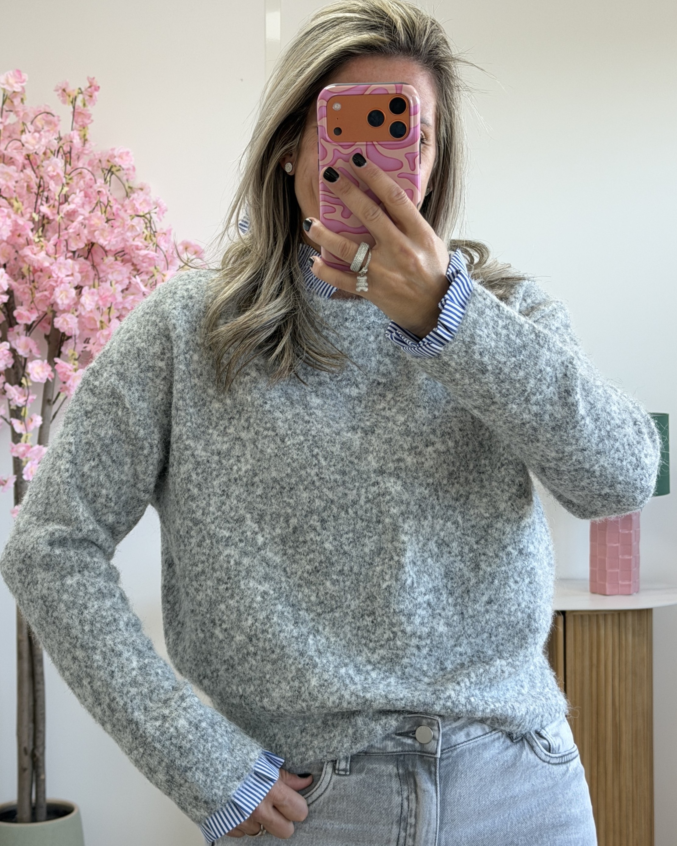 Pull chemise gris