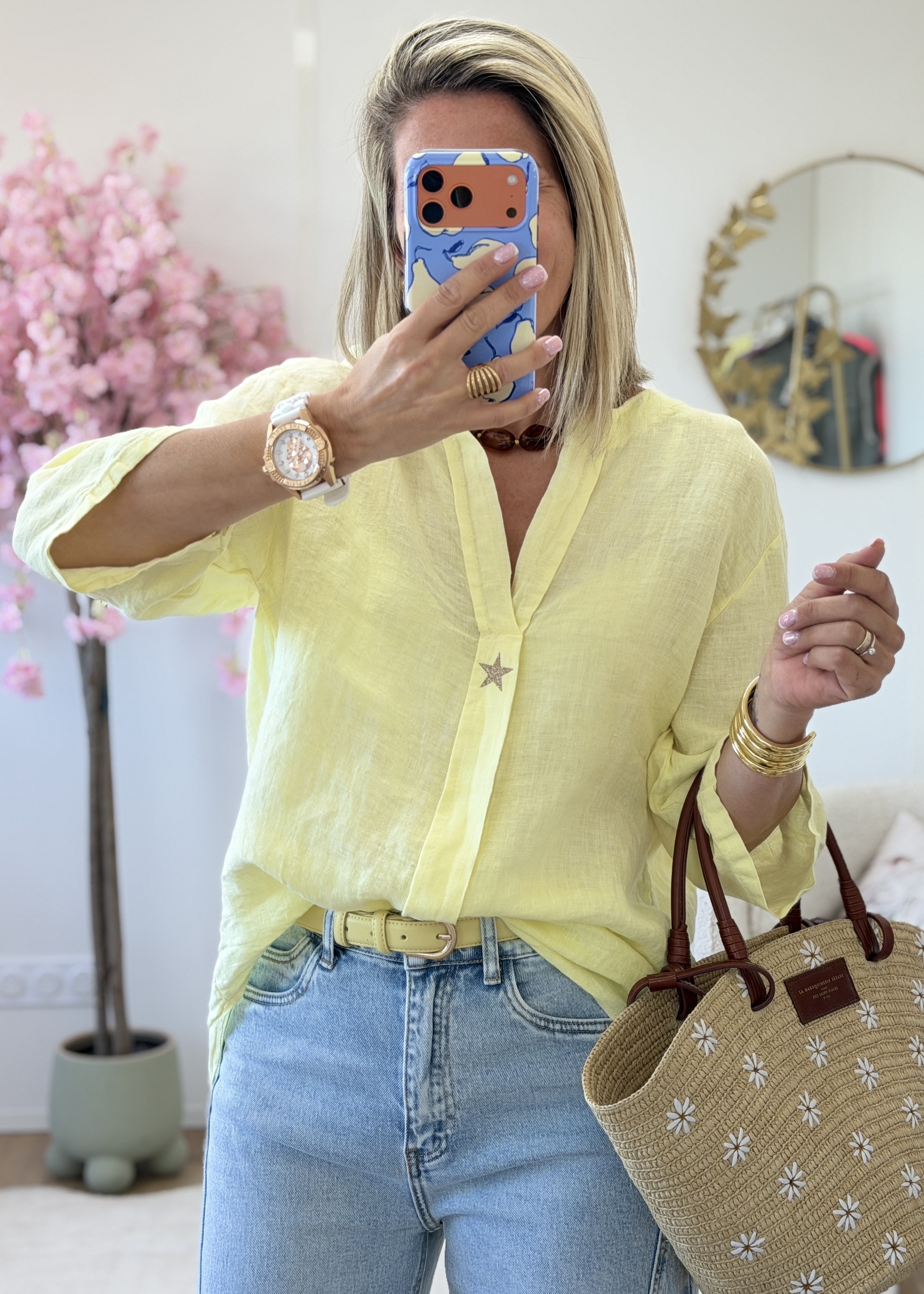 Blouse en lin jaune