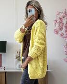 Gilet grosse maille jaune