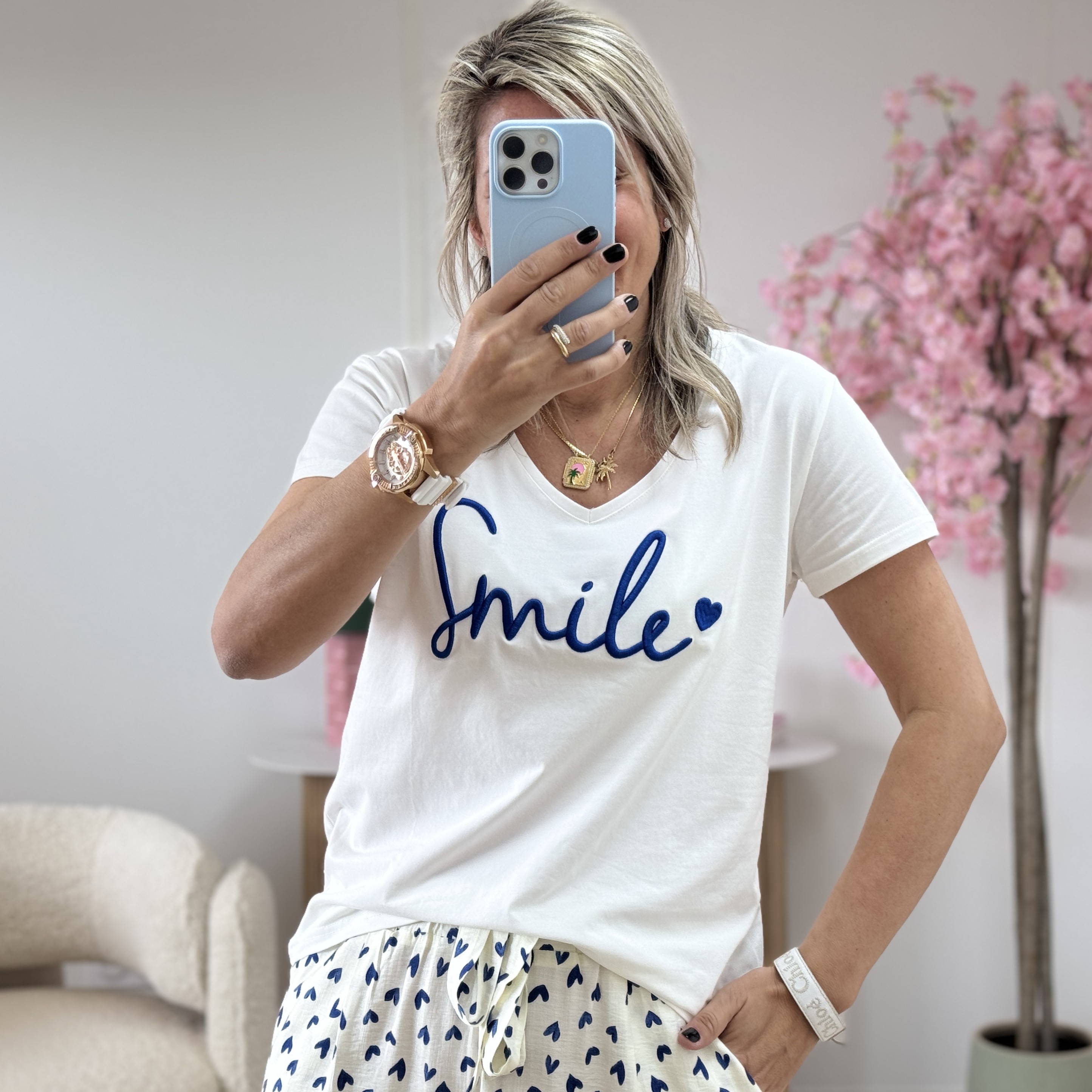 Tee shirt smile bleu roi