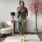 Pantalon Amour jaune fluo