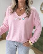 Pull 3 Coeurs rose