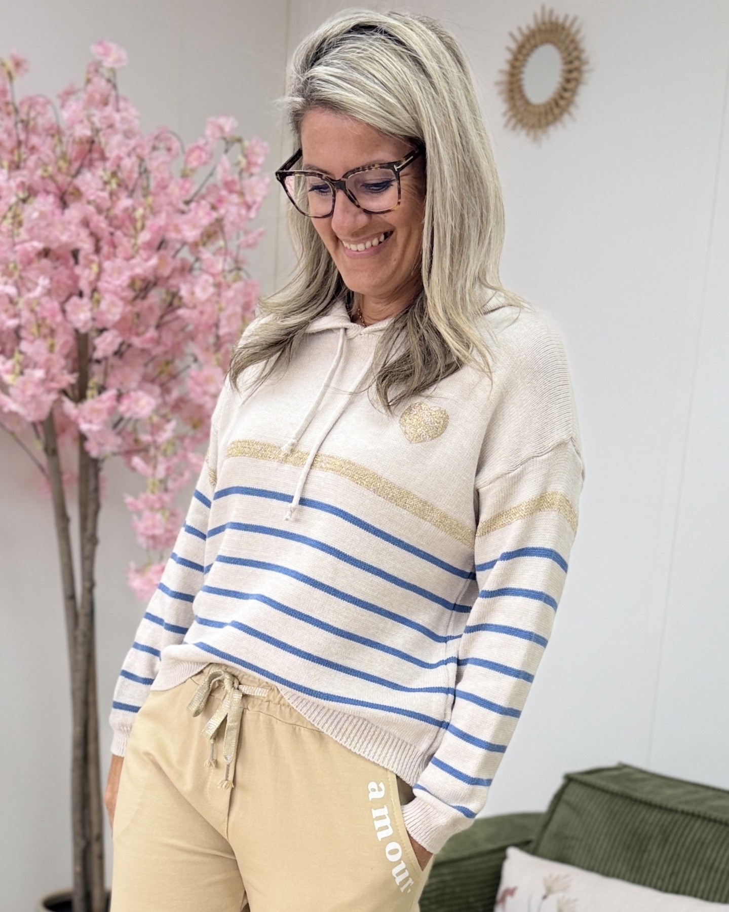 Sweat Lara beige bleu