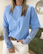 Tee shirt dentelle bleu