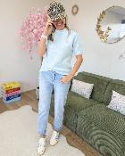 Pull avec mitaines bleu