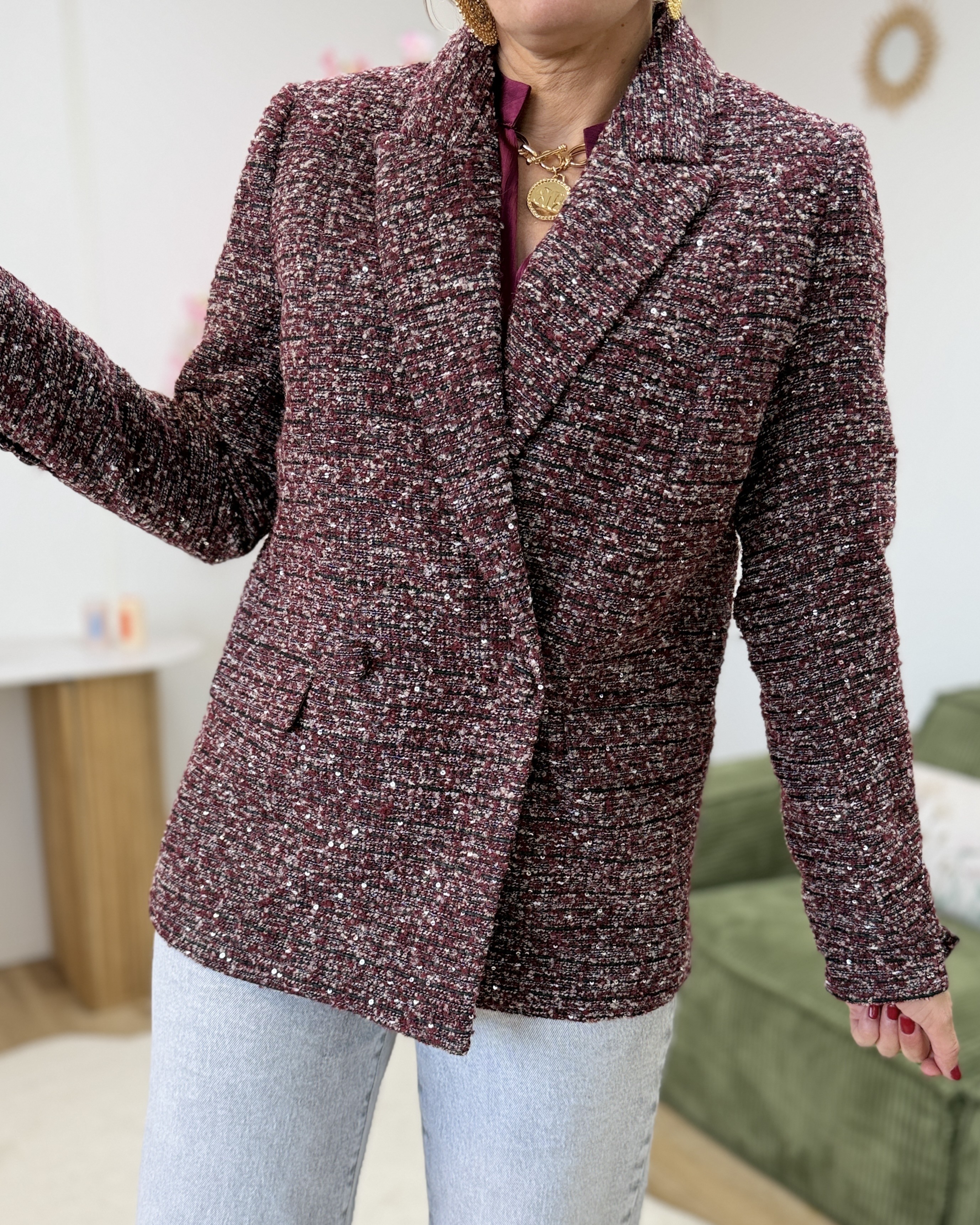 Blazer tweed bordeaux