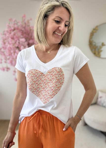 Tee shirt coeur liberty orange