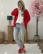 Gilet grosse maille rouge