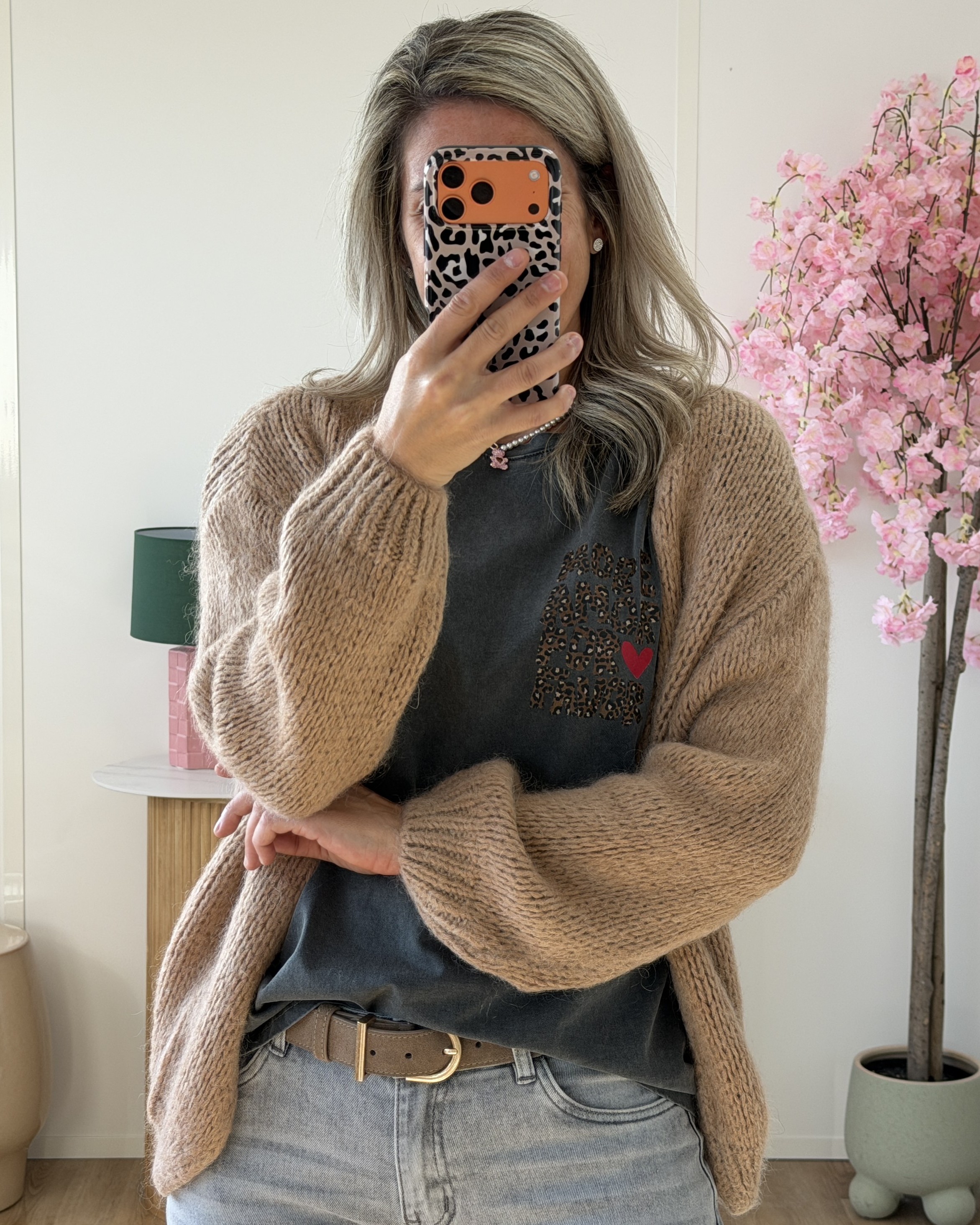Gilet grosse maille camel