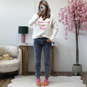 Pull mlle en leopard ecru
